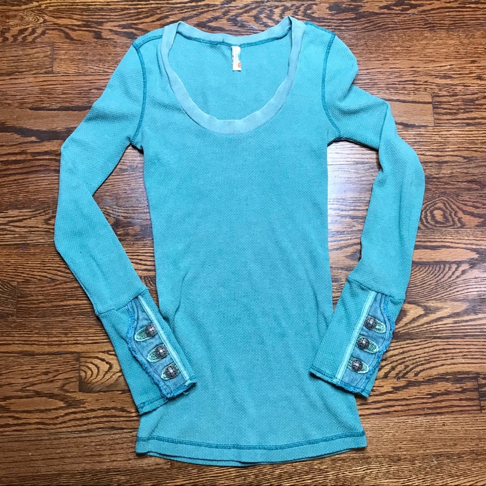 Free People long sleeve embellished crew neck